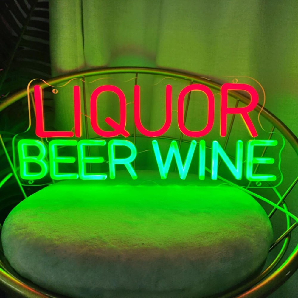 Wine Beer Whiskey Year - 酒類、ビール、ワイン用LEDネオンサイン壁飾り、5V業務用ネオンライト（酒屋、寝室、バー、パーティー、クリスマス装飾用）