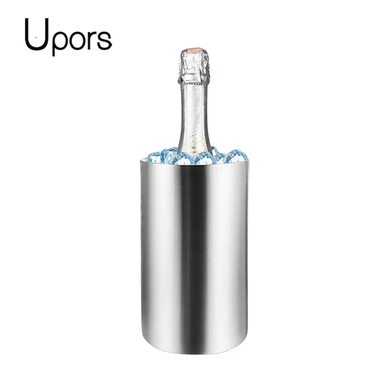 Wine Beer Holder - UPORS ステンレス鋼ワインクーラーバケット二重壁ワインボトルクーラーホルダーシャンパンクーラービールチラーアイスバケットバーツール
