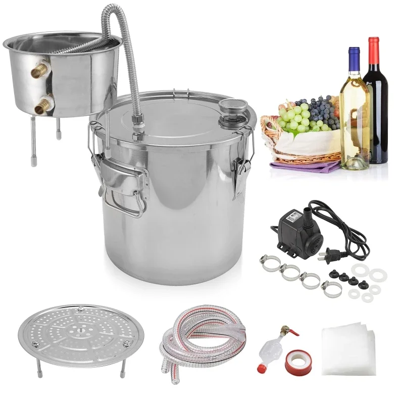 Wine Beer Distillation - 22Lアルコール蒸留器DIY月酒蒸留器ウイスキービールブランデーホームブリューウォーターワインエッセンシャルオイル蒸留キット