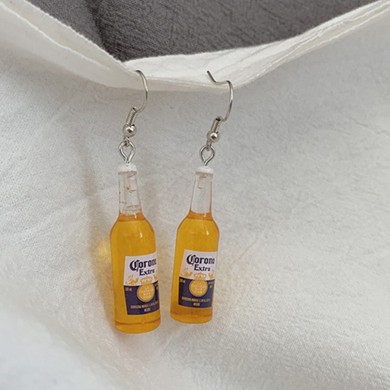 Wine Beer Pairing - 女性用レジンイヤリング,1ペア,ビール瓶,ファッショナブルなジュエリー,誕生日プレゼント,楽しい女の子,ワインボトル,イヤリング,4つのスタイルのオプション