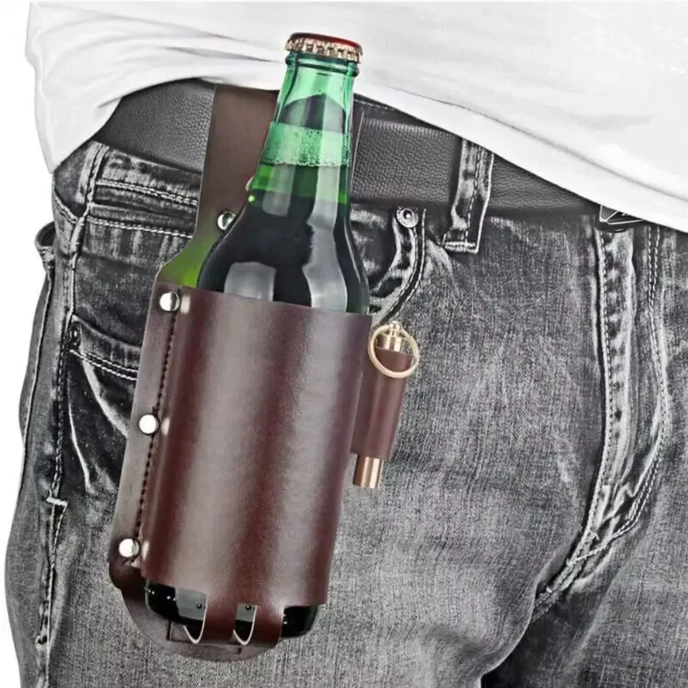 PUレザービールボトルウエストホルスターウエストハンギングス - Wine Beer Holder のレビューと価格
