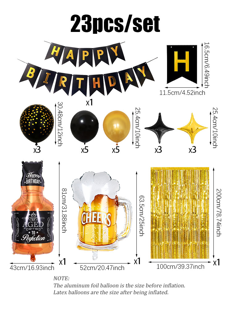 23 ピース/セットハッピーバースデーブラックバナーウイスキ - Wine Beer Whiskey Year のレビューと価格