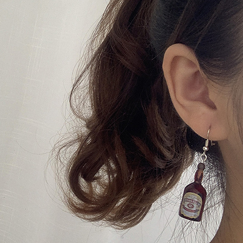 女性用レジンイヤリング,1ペア,ビール瓶,ファッショナブルな - Wine Beer Pairing のレビューと価格