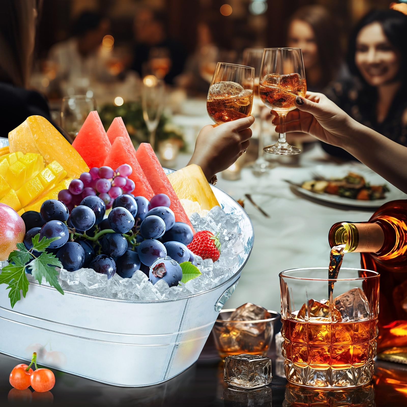 亜鉛メッキ金属アイスバケツワイン飲料タブハンドル付きビールシ - Wine Beer Holder のレビューと価格