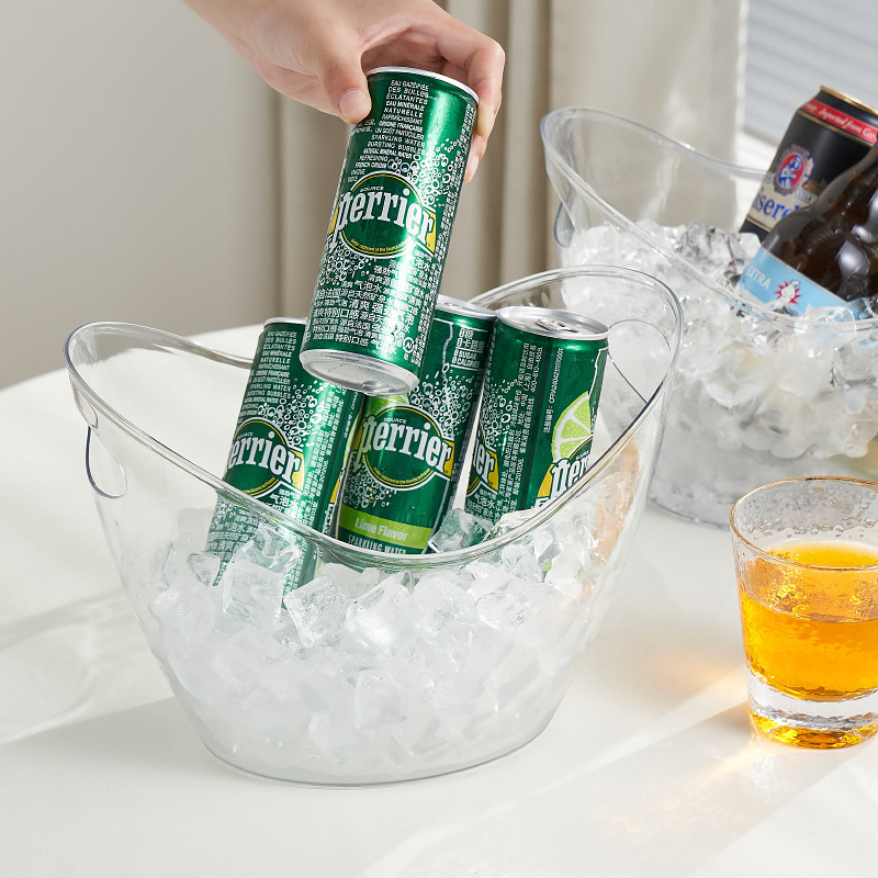 4Lクリアアイスバケット、飲料用タブ、ハンドル付き冷却大型ア - Wine Beer Holder のレビューと価格