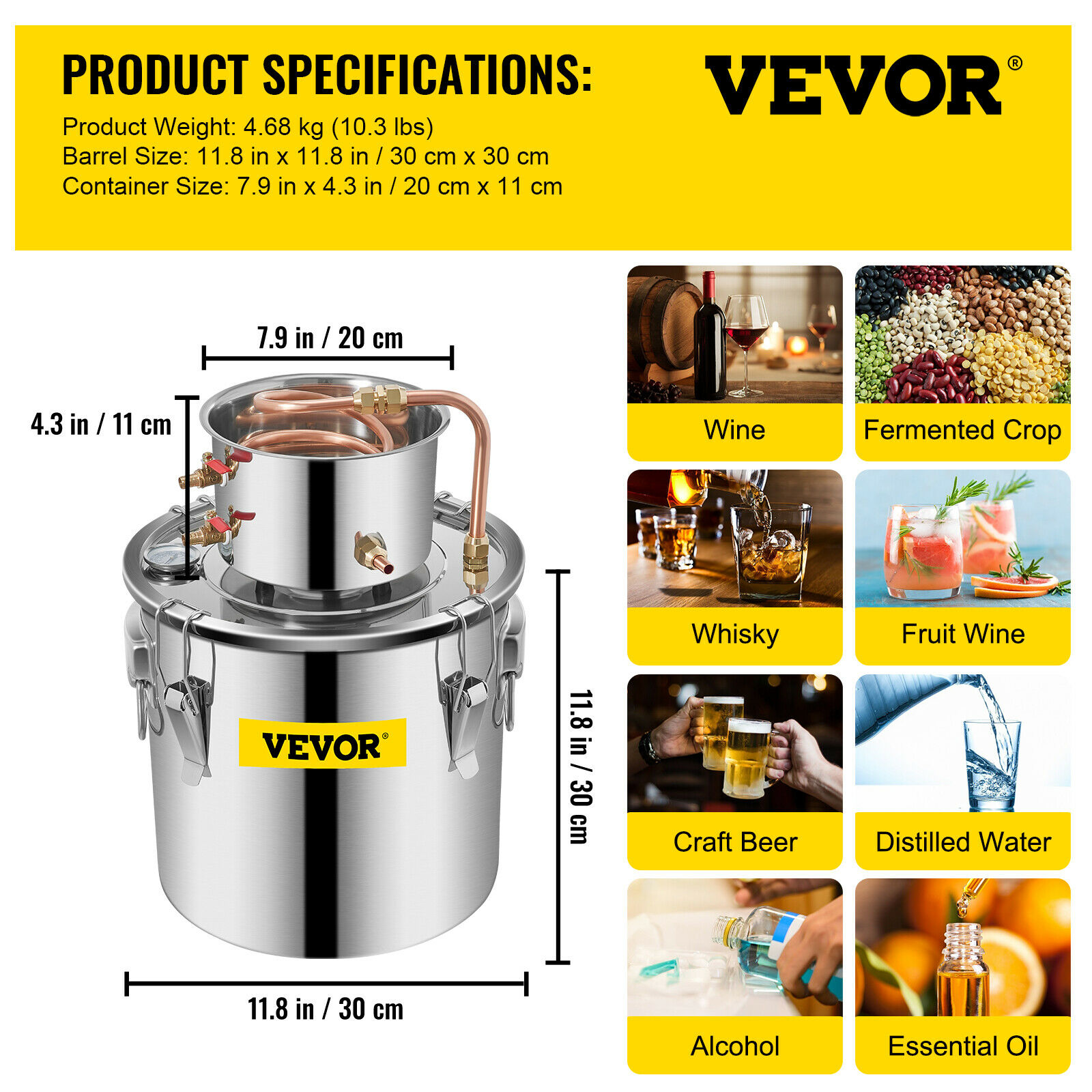 SIHAO蒸留器 5ガロン（21L）アルコール蒸留機 ビール - Wine Beer Distillation のレビューと価格